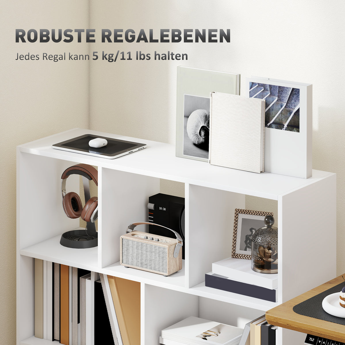 HOMCOM Bücherregal Regal Standregal, 8 Regalfächer, 97,5 x 30 x 100 cm, Weiß