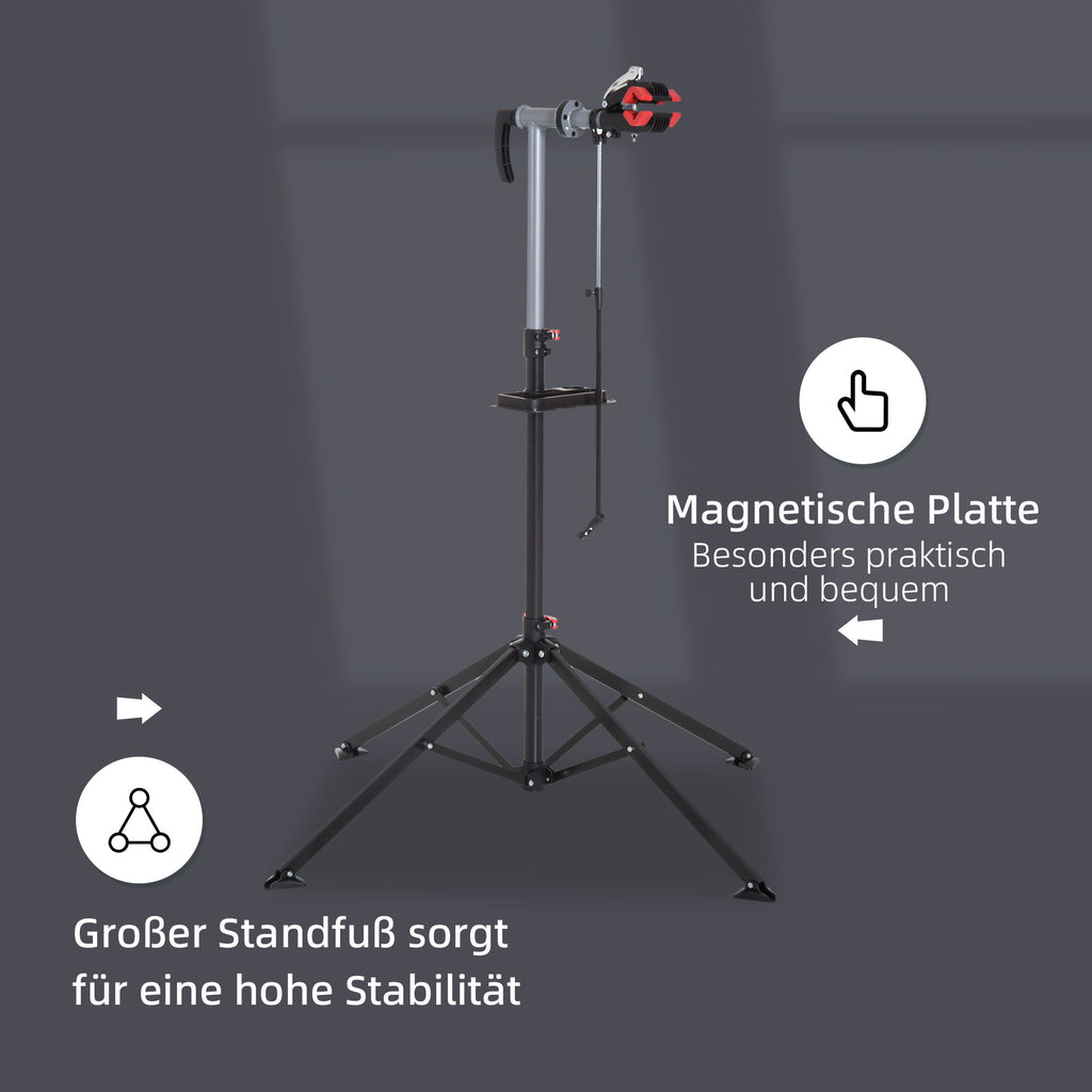 HOMCOM Fahrradmontageständer Zentrierständer Fahrradständer Reparaturständer vierbeinig mit Werkzeugablage