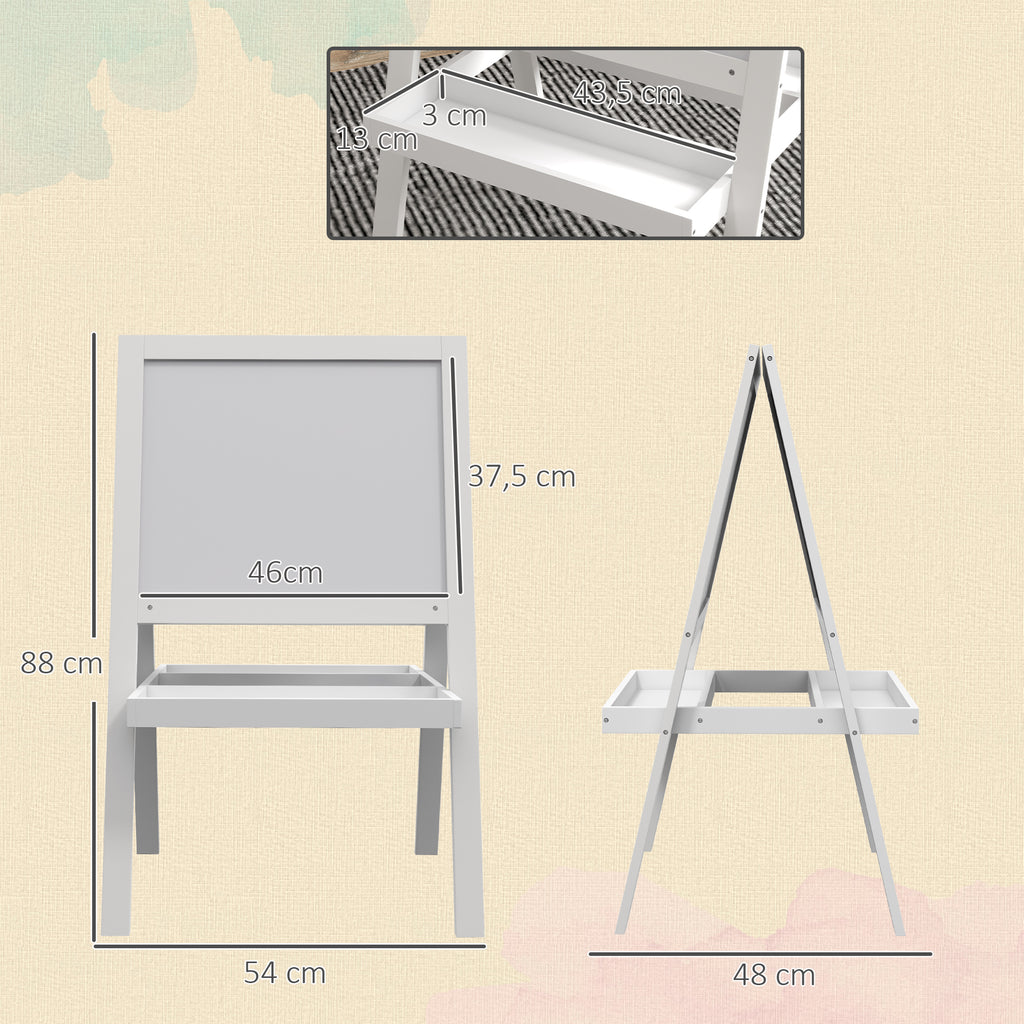 AIYAPLAY Kindertafel-Aufstellbild 2 in 1 magnetische Kreidetafel und schwarze Tafel weiß