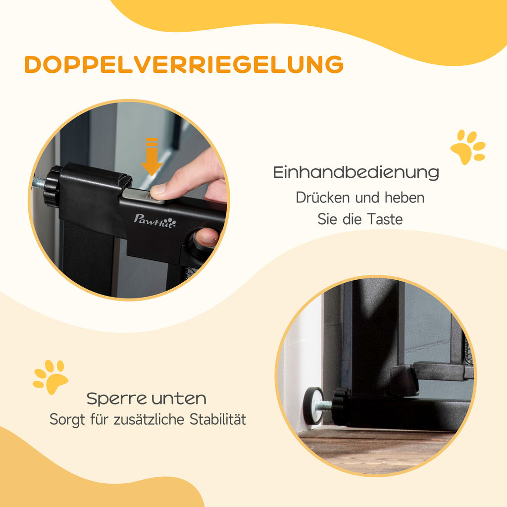 PawHut Treppenschutzgitter Haustiergitter Hundeschutzgitter, verstellbar von 75 cm - 103 cm, Schwarz