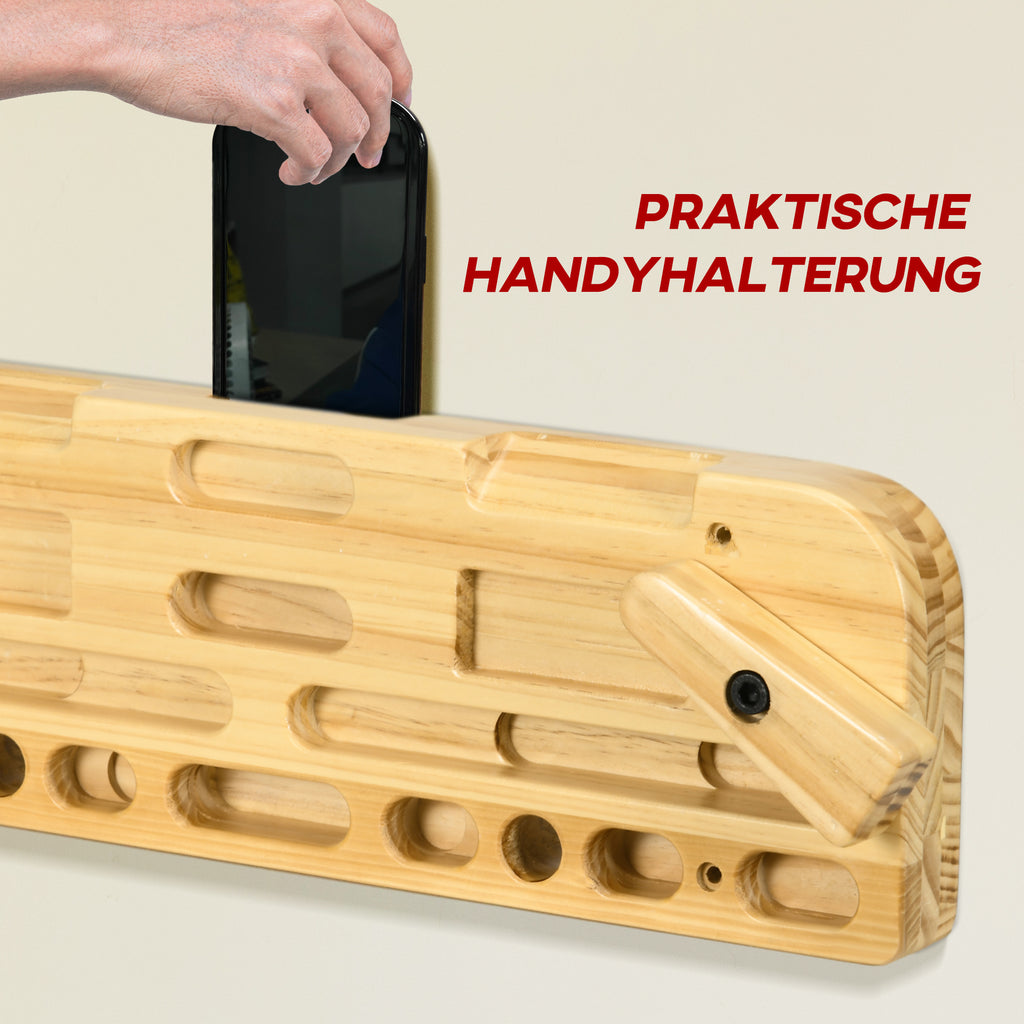 SPORTNOW Trainingsboard für Klettern und Bouldern, bis 100 kg, Buchenholz, 57 x 18 x 5cm