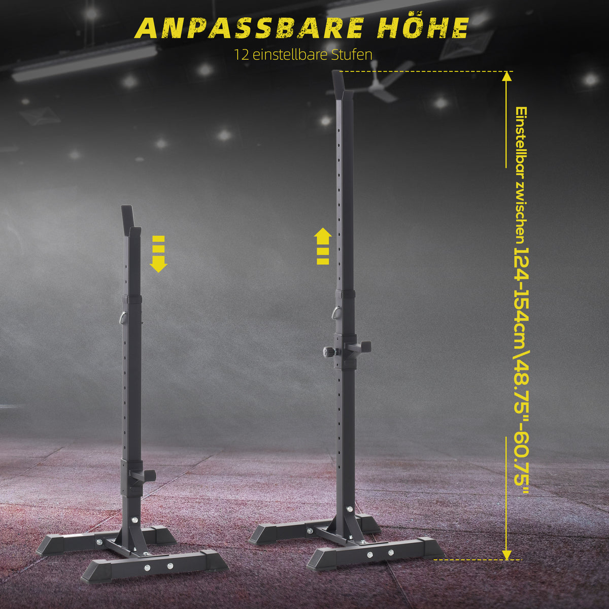 HOMCOM Hantelständer, 2er-Set, bis 150 kg belastbar, höhenverstellbar, Stahl, weiß+schwarz, 52 x 48 x 160 cm