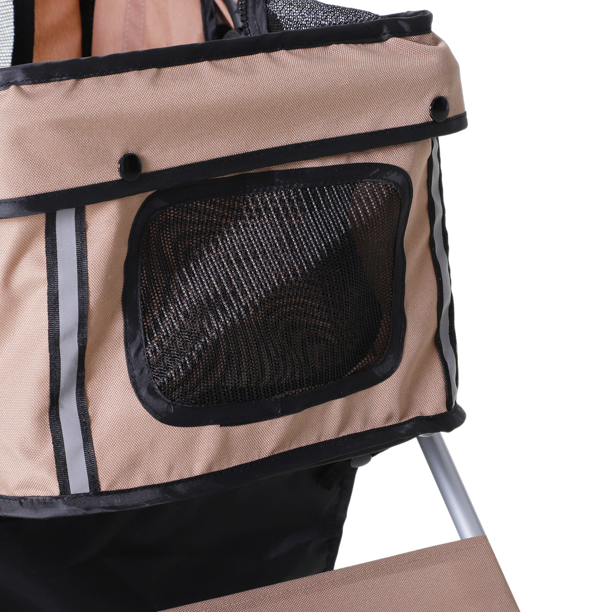 PawHut Hundebuggy Hundewagen bis 10 kg Klappbar Bodenkorb 2 Becherhalter Sonnendach Kaffeebraun