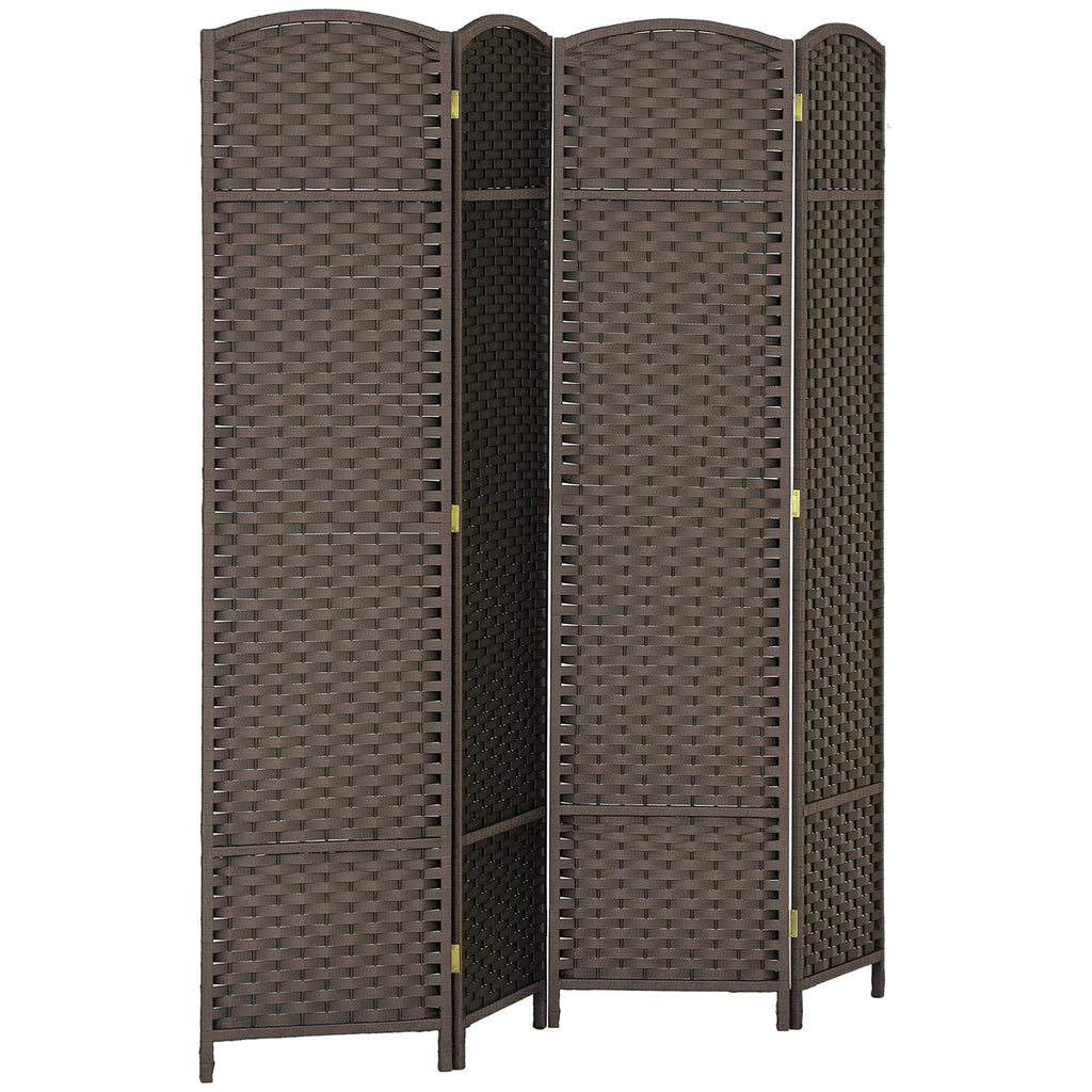 HOMCOM 4-teiliger Raumtrenner, Faltbarer Sichtschutz, Sichtschutzwand für Wohnzimmer, Schlafzimmer, Homeoffice, Braun