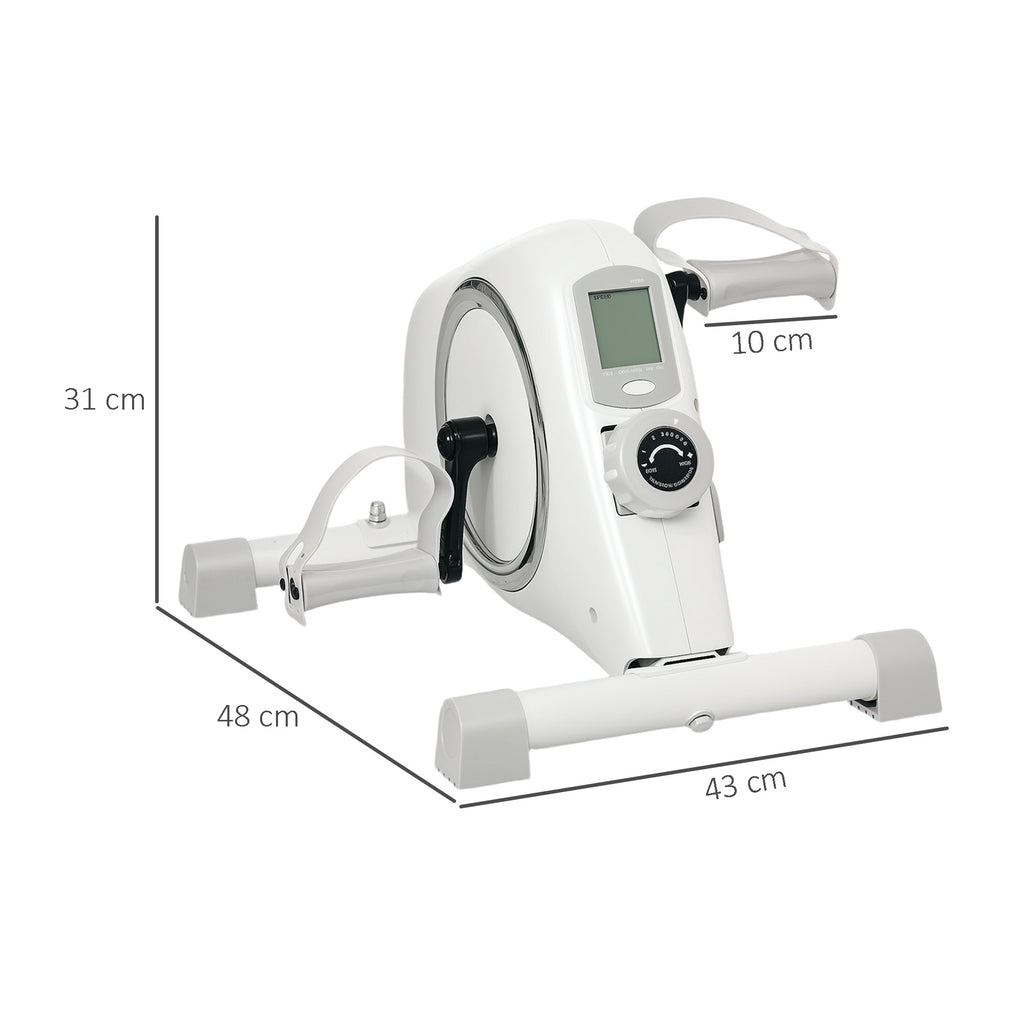 SPORTNOW Mini-Heimtrainer, Unter-dem-Schreibtisch-Fußpedale, Arm- und Beinübungen, 8 Widerstandsstufen, Stahl, Weiß