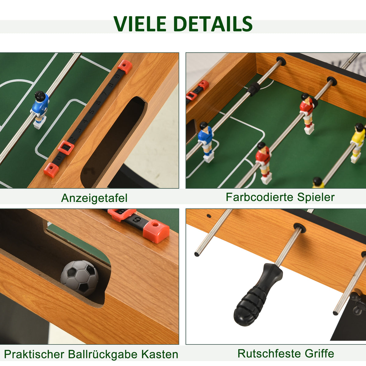HOMCOM Tischfußball Tischkicker Kickertisch Spielzeug Spieler-Party Fußball Geschenk für 14+ Jungen Zusammenklappabar innen mit je 11 Spielern pro Seite MDF Schwarz+Natur 98 x 42 x 62,5 cm
