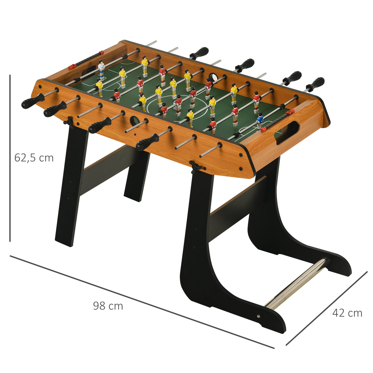 HOMCOM Tischfußball Tischkicker Kickertisch Spielzeug Spieler-Party Fußball Geschenk für 14+ Jungen Zusammenklappabar innen mit je 11 Spielern pro Seite MDF Schwarz+Natur 98 x 42 x 62,5 cm