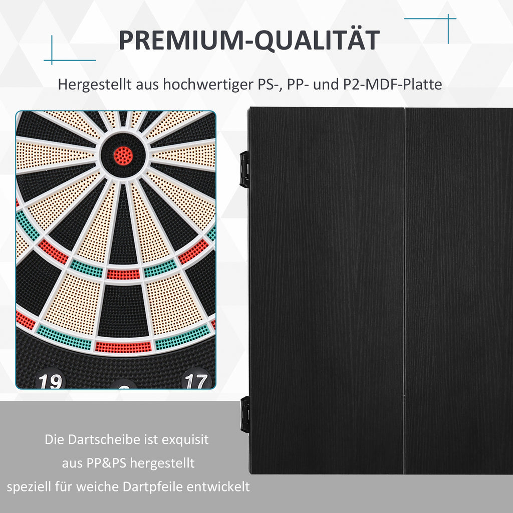 HOMCOM Elektronische Dart-set mit Tür Dartboard Dartscheibe mit automatischer Wertung Soundeffekte 12 Darts 27 Spiele und 202 Trefferoptionen für 8 Spieler 57 x 51 x 6,5 cm