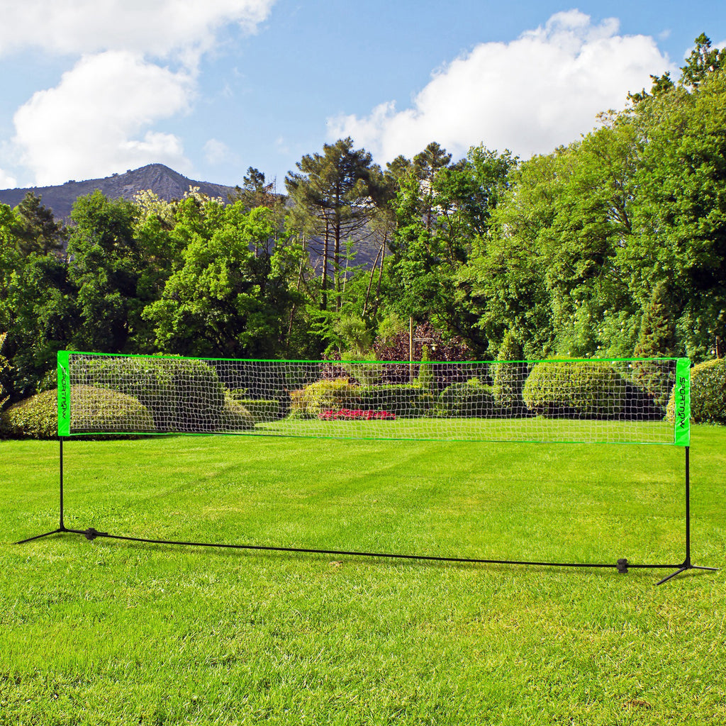 SPORTNOW Badminton-Set mit 2 Schlägern, 3 Federbällen, höhenverstellbar 107-155 cm, Schwarz-Grün