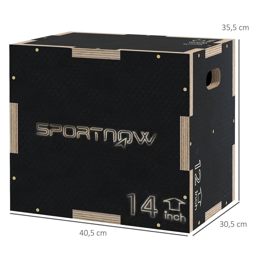 SPORTNOW Box Jump Plyo-Box 3 in 1 Sprungkasten Fitness & Crossfit für Boxtraining aus Holz, 30,5/35,5/40,5H cm