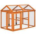 PawHut Hühnergehege aus Holz, Käfig für Hühner, Metallgehege 140 x 88,5 x 106 cm Orange