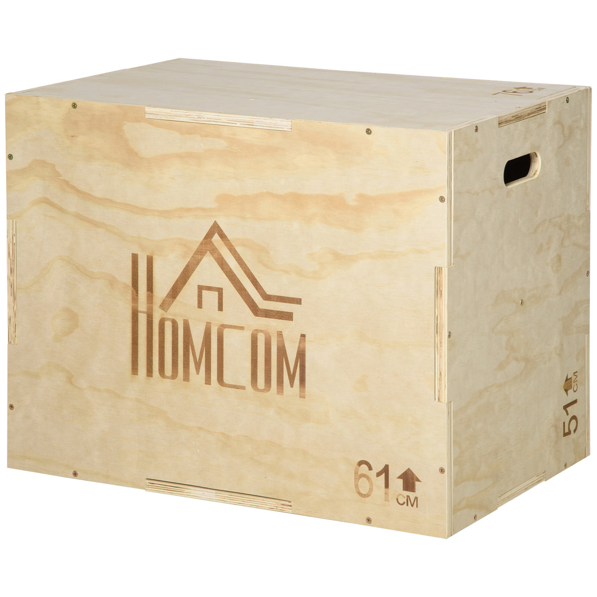 HOMCOM Box Jump Pliometrie 3-in-1 Gerät Muskelaufbau Fitness & Crossfit Plyobox für Box Training 51/61/76 cm aus Holz