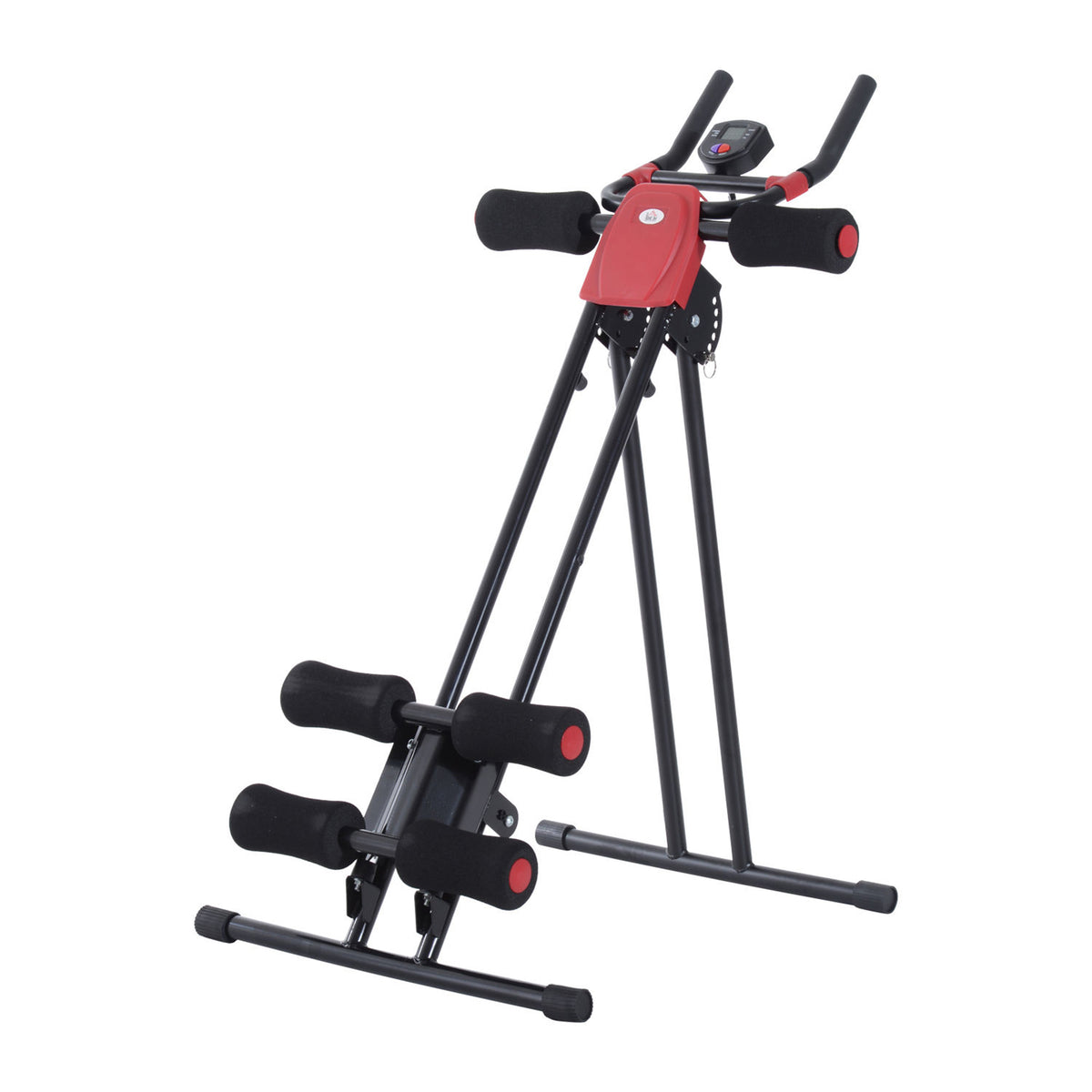 HOMCOM Bauchtrainer für Zuhause klappbar Bauchmuskeltrainer mit LCD-Monitor, Widerstand Trainingsgerät Fitnessgerät für Ganzkörpertraining belastbar bis 100 kg