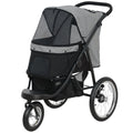 PawHut Hundebuggy, Haustierwagen für kleine Hunde und Katzen, mit Aufbewahrungskorb, Ein-Klick-Faltdesign, Grau