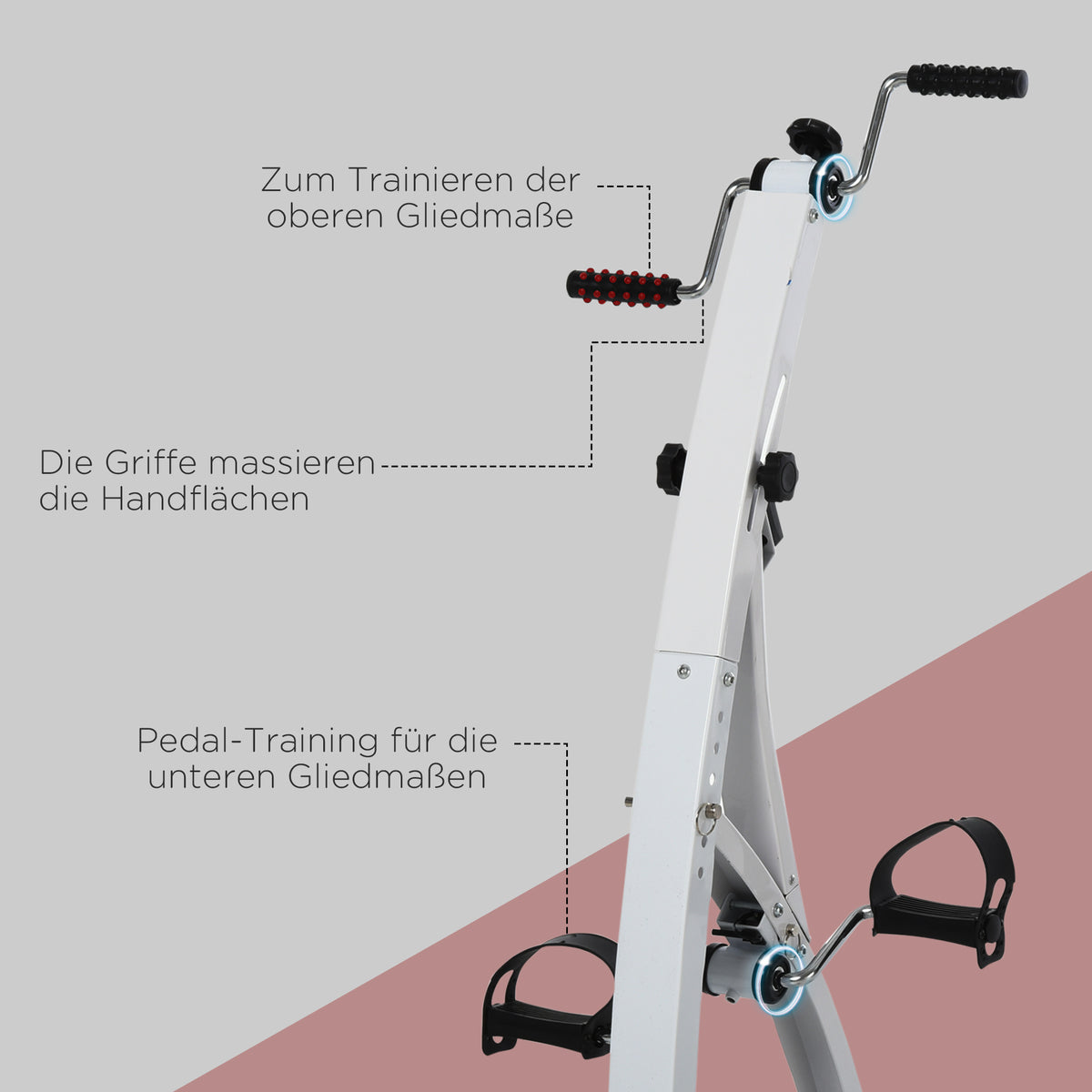 HOMCOM Pedaltrainer für Senioren extra Leise Mini Heimtrainer mit LCD Display Befestigungsband Arm- und Beintrainer Bewegungstrainer Tischfahrrad Mini Bike Fitnessgerät für Zuhause Büro