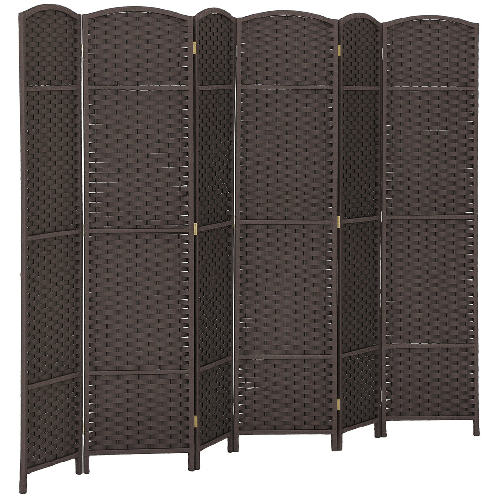 HOMCOM 6-teiliger Raumtrenner, Faltbarer Sichtschutz, Sichtschutzwand für Wohnzimmer, Schlafzimmer, Homeoffice, Braun