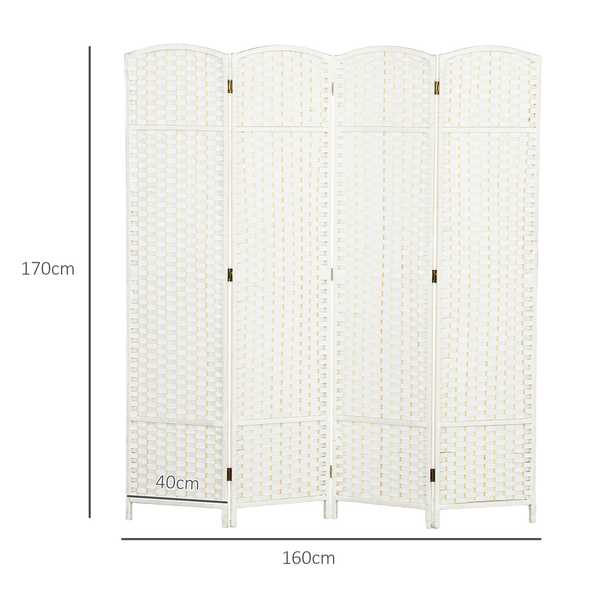 HOMCOM 4-teiliger Raumtrenner, Faltbarer Sichtschutz, Sichtschutzwand für Wohnzimmer, Schlafzimmer, Homeoffice, Weiß