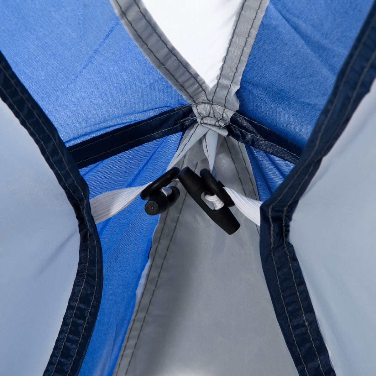 Outsunny Familien-Dome-Campingzelt für 6-8 Personen mit 4 Reißverschlusstüren, abnehmbarem Oxford-Gewebe, Lampenhaken, Transporttasche Maße 350L x 350B x 230H cm - Weiß und Blau