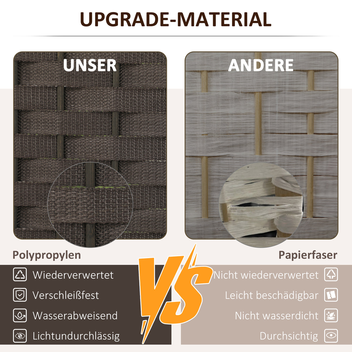 HOMCOM 4-teiliger Raumtrenner, Faltbarer Sichtschutz, Sichtschutzwand für Wohnzimmer, Schlafzimmer, Homeoffice, Braun