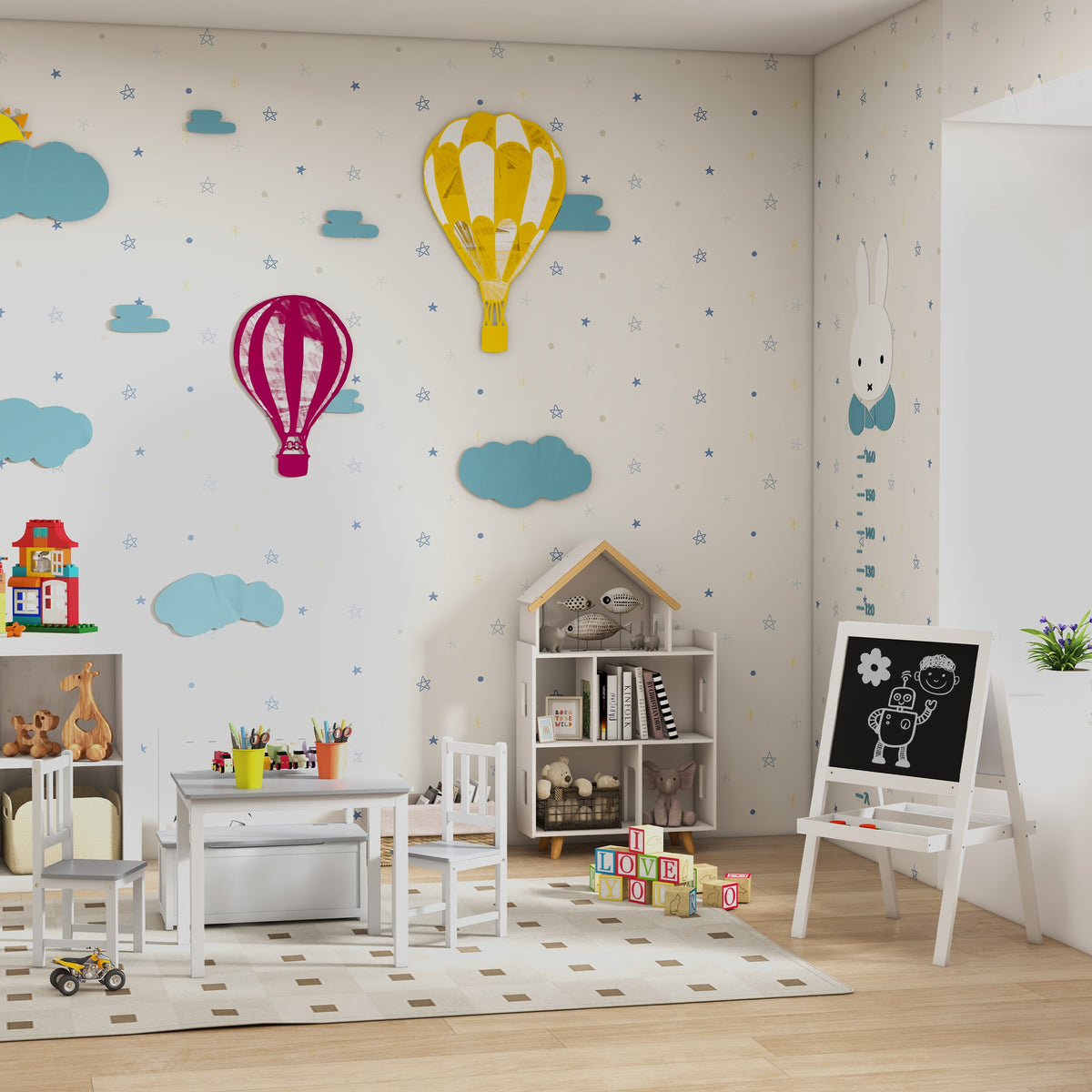 AIYAPLAY Kindertafel-Aufstellbild 2 in 1 magnetische Kreidetafel und schwarze Tafel weiß