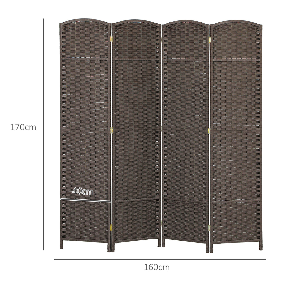 HOMCOM 4-teiliger Raumtrenner, Faltbarer Sichtschutz, Sichtschutzwand für Wohnzimmer, Schlafzimmer, Homeoffice, Braun