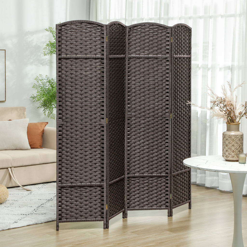 HOMCOM 4-teiliger Raumtrenner, Faltbarer Sichtschutz, Sichtschutzwand für Wohnzimmer, Schlafzimmer, Homeoffice, Braun
