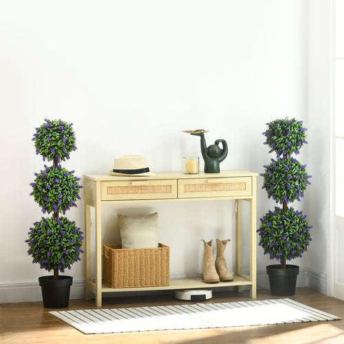 HOMCOM 2er-Set Künstliche Pflanzen, UV-beständige Kunstpflanze im Blumentopf, 110 cm Zimmerpflanze für Wohnzimmer, Garten