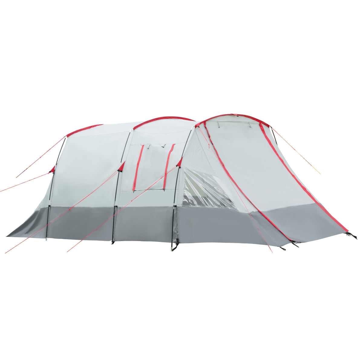 Outsunny Campingzelt, für 6-8 Personen, zwei Räume, Lampenhaken, mit Tragetasche, grau, 5,10x2,40x1,80m