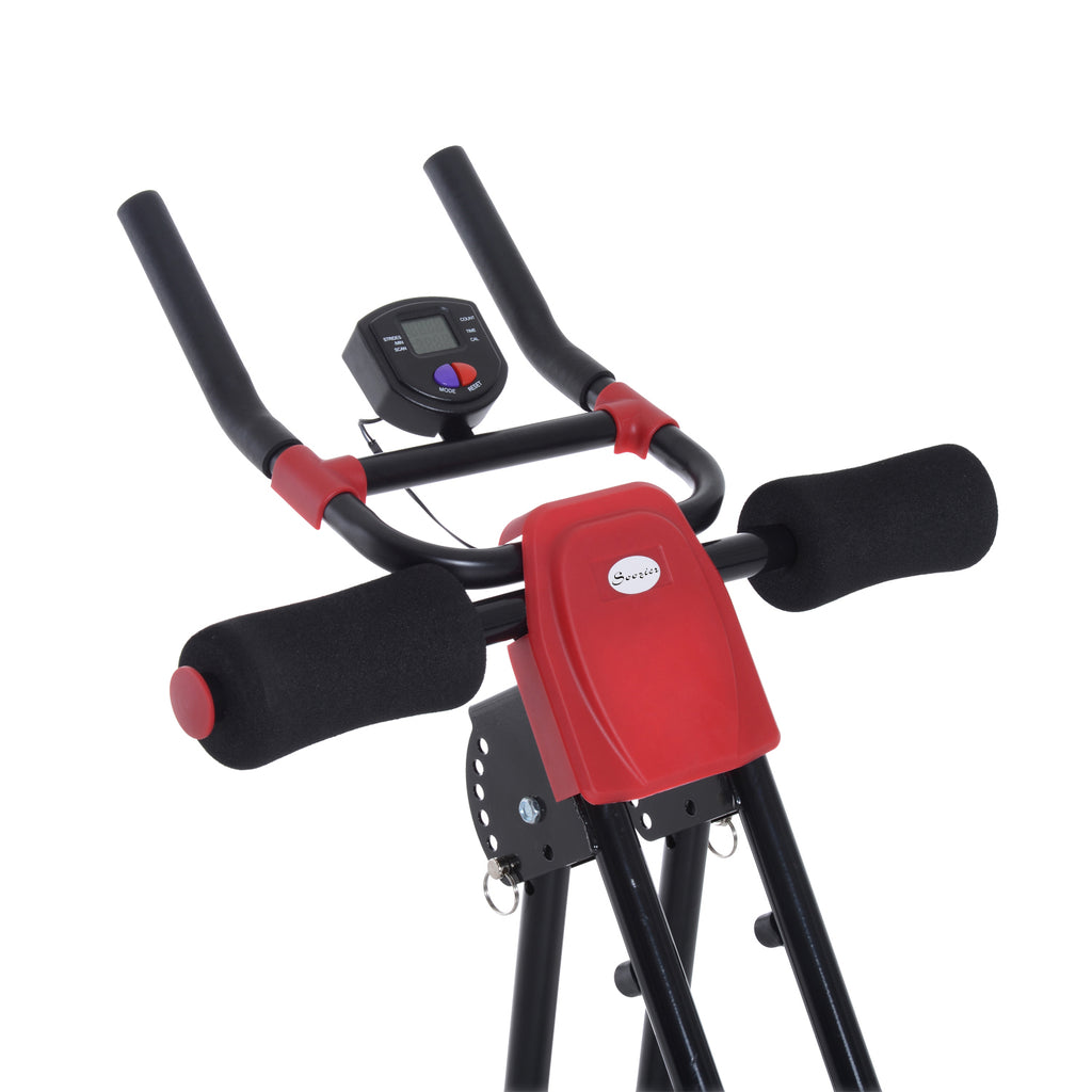 HOMCOM Bauchtrainer für Zuhause klappbar Bauchmuskeltrainer mit LCD-Monitor, Widerstand Trainingsgerät Fitnessgerät für Ganzkörpertraining belastbar bis 100 kg