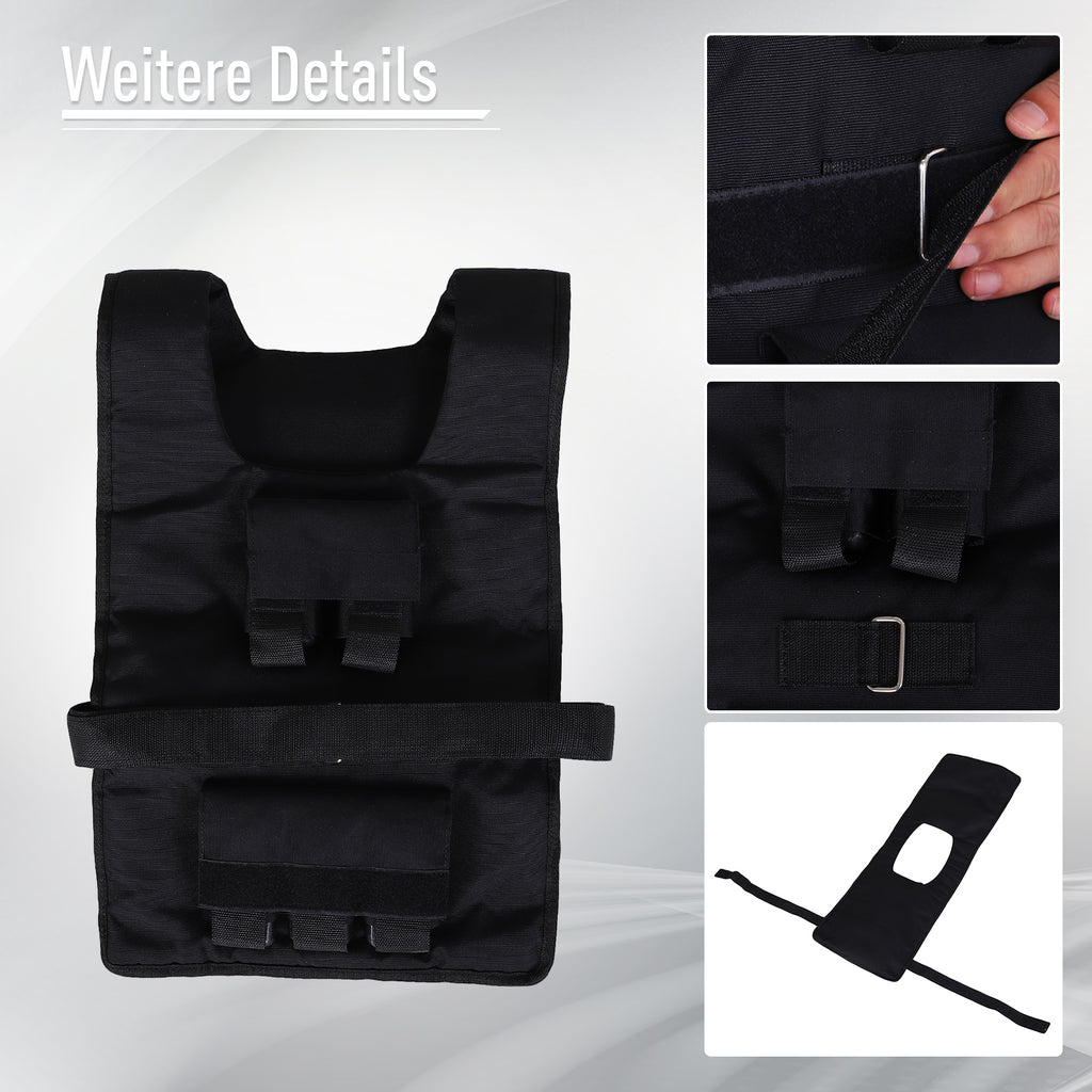 HOMCOM Gewichtsweste 15 KG / 20 KG / 30 KG verstellbare Trainingsweste mit herausnehmenbar Gewichten Laufweste Damen Herren für Muskelaufbau Krafttraining, Laufen, Fitness, Cross Training