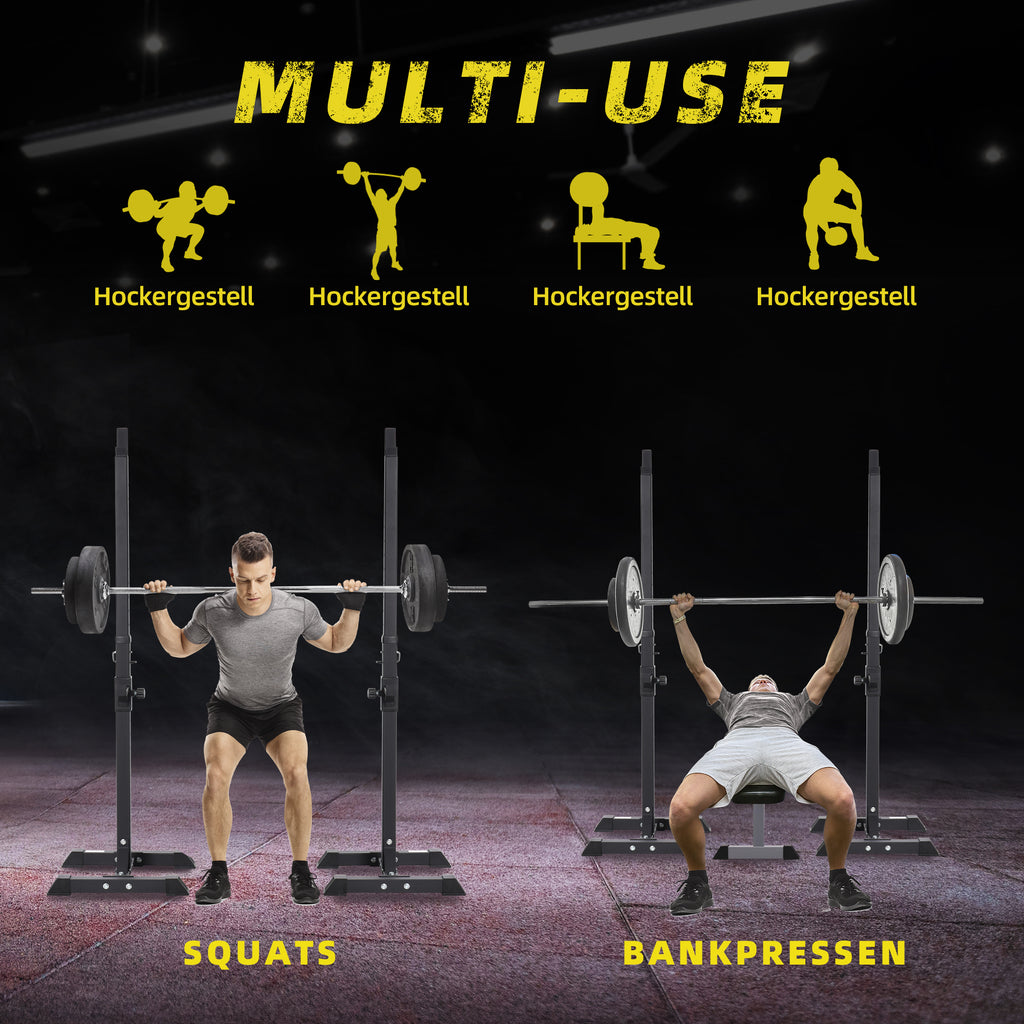 HOMCOM Hantelständer, 2er-Set, bis 150 kg belastbar, höhenverstellbar, Stahl, weiß+schwarz, 52 x 48 x 160 cm