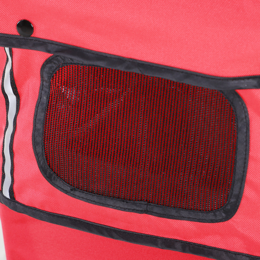 PawHut Hundewagen Hundebuggy bis 10 kg Klappbar Bodenkorb 2 Becherhalter verstellbares Vordach Rot