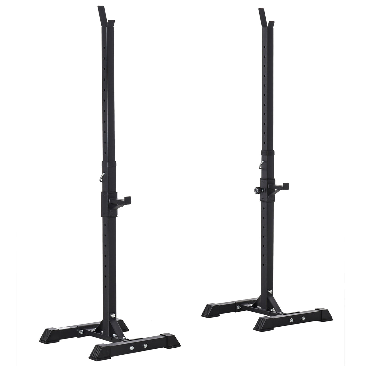 HOMCOM Hantelständer, 2er-Set, bis 150 kg belastbar, höhenverstellbar, Stahl, weiß+schwarz, 52 x 48 x 160 cm