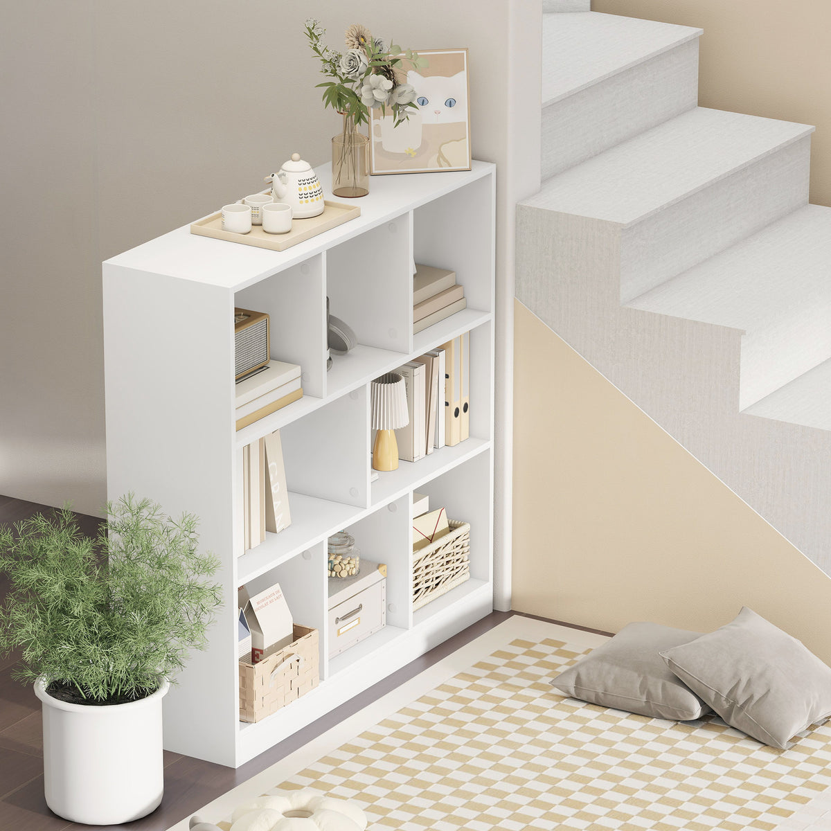 HOMCOM Bücherregal Regal Standregal, 8 Regalfächer, 97,5 x 30 x 100 cm, Weiß