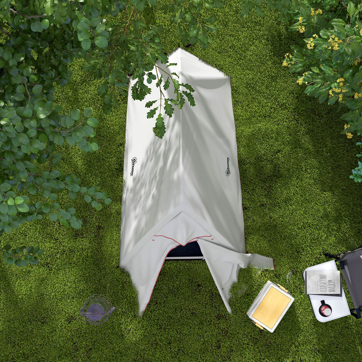 Outsunny Zelt Camping mit Doppeldach 2000mm und Transporttasche Abmessungen 300L x 135B x 110H cm