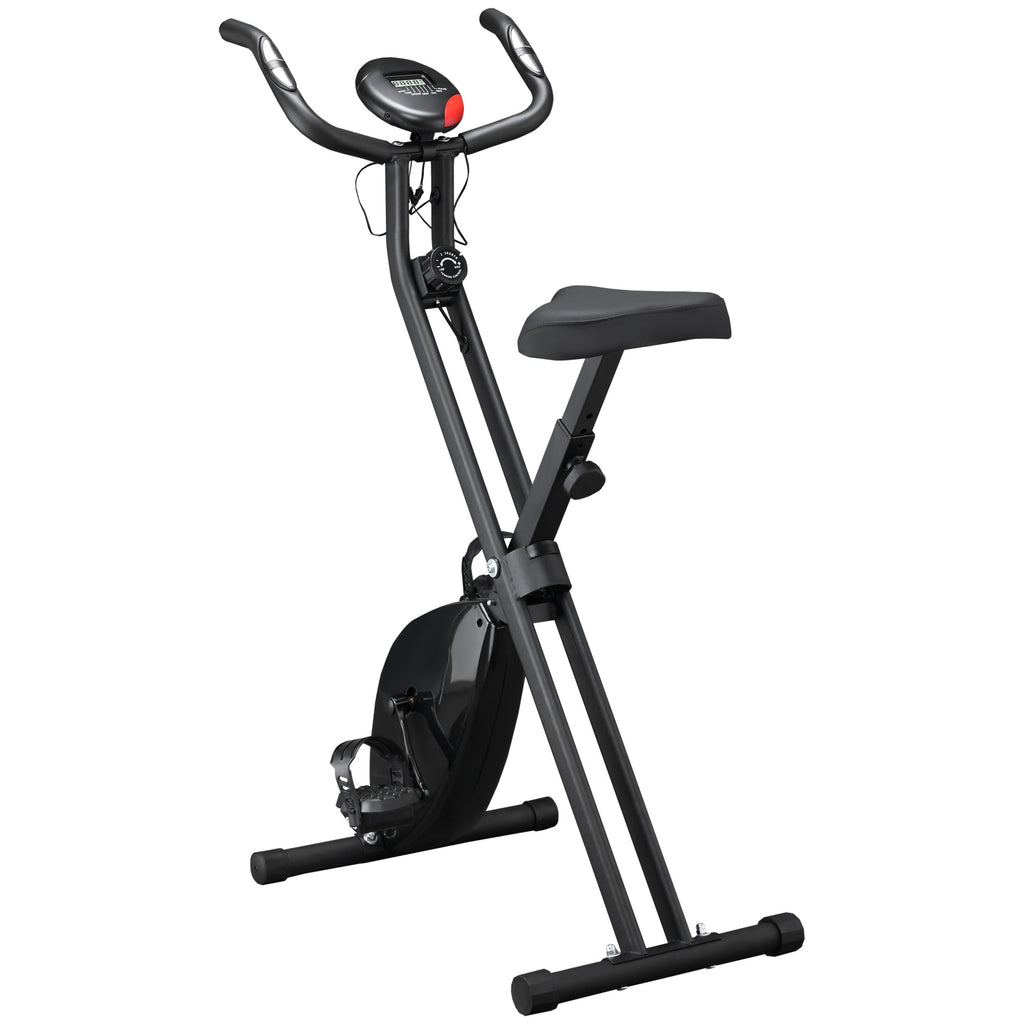 HOMCOM Professioneller Heimtrainer mit verstellbarem Widerstand und Höhe, aus Stahl und PP, 41x86x112 cm, Schwarz