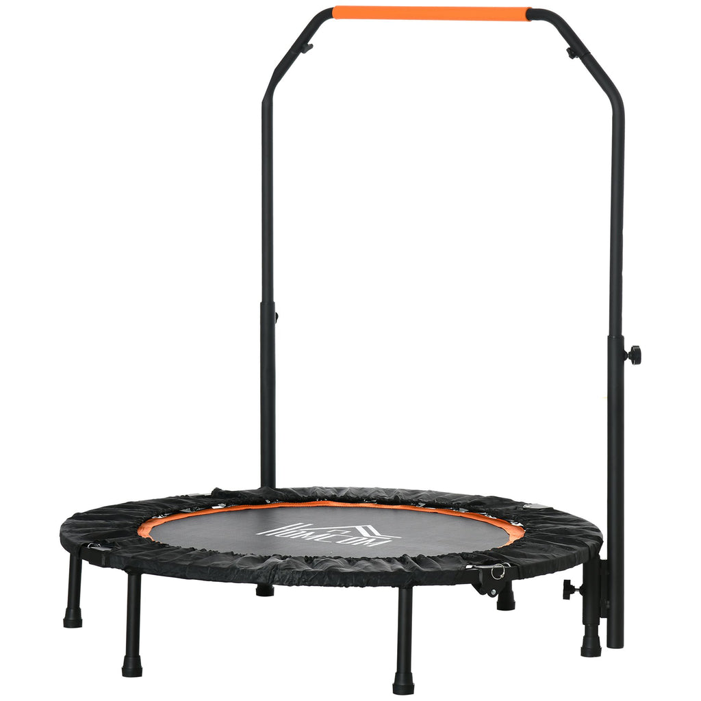 HOMCOM Fitnesstrampolin, klappbar, verstellbarer Haltegriff, Ø102 x 123H cm, bis 100 kg, Schwarz