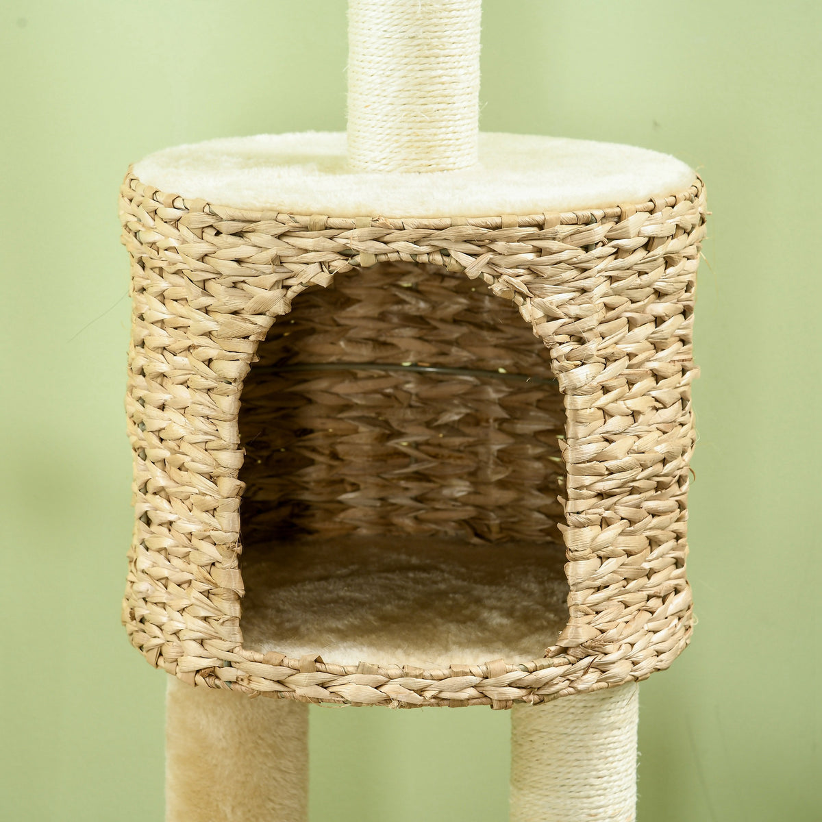 PawHut Kratzbaum mit Katzenhöhle, Liegeplattform, Spielball, 45x40x116cm, Braun/Beige