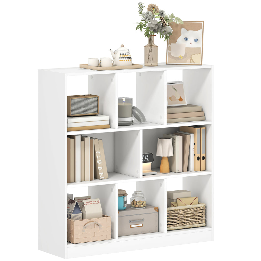HOMCOM Bücherregal Regal Standregal, 8 Regalfächer, 97,5 x 30 x 100 cm, Weiß