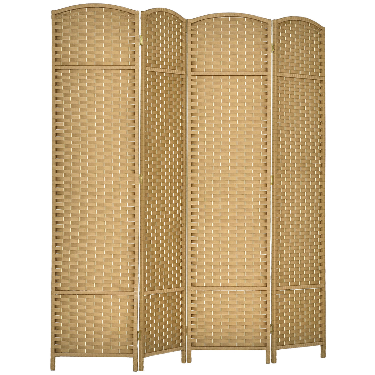 HOMCOM 4-teiliger Raumtrenner, Faltbarer Sichtschutz, Sichtschutzwand für Wohnzimmer, Schlafzimmer, Homeoffice, Natur