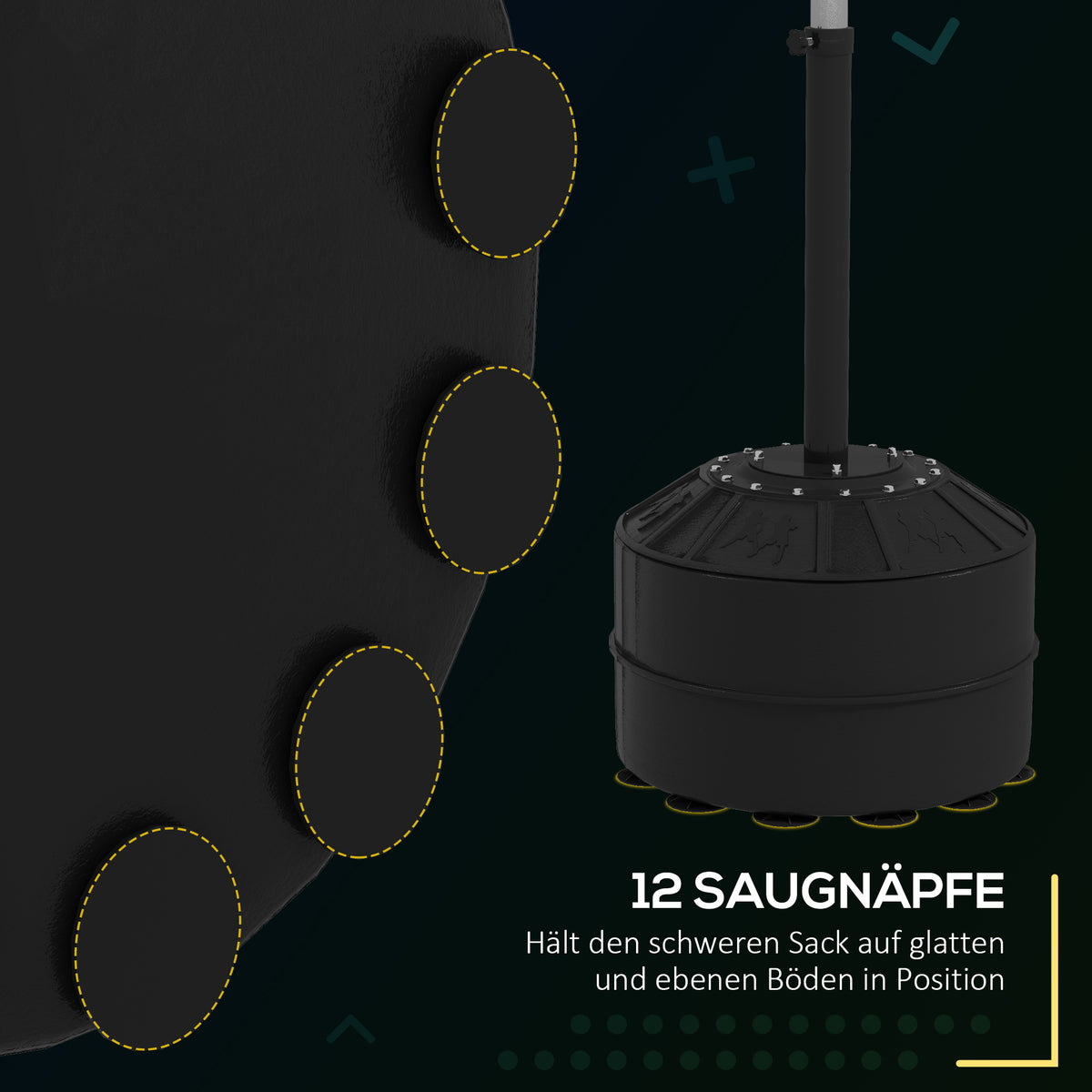 SPORTNOW Punchingball mit Reflexstange, höhenverstellbar 160-205 cm, befüllbare Basis, inkl. Luftpumpe, Schwarz