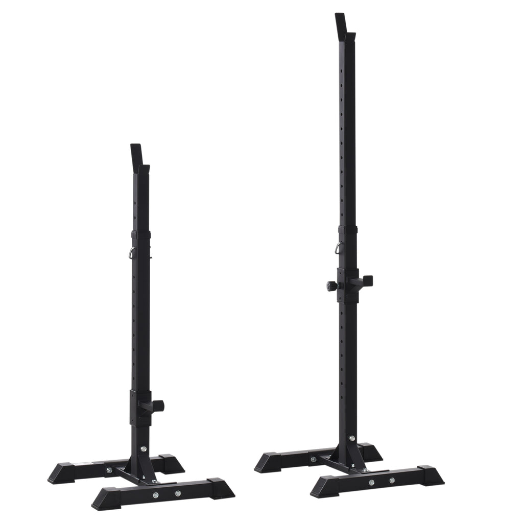 HOMCOM Hantelständer, 2er-Set, bis 150 kg belastbar, höhenverstellbar, Stahl, weiß+schwarz, 52 x 48 x 160 cm