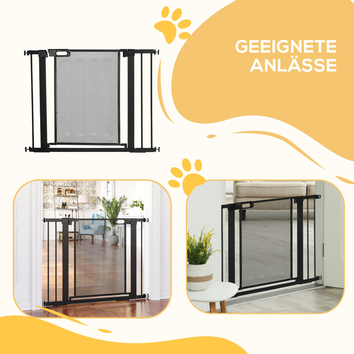 PawHut Treppenschutzgitter Haustiergitter Hundeschutzgitter, verstellbar von 75 cm - 103 cm, Schwarz