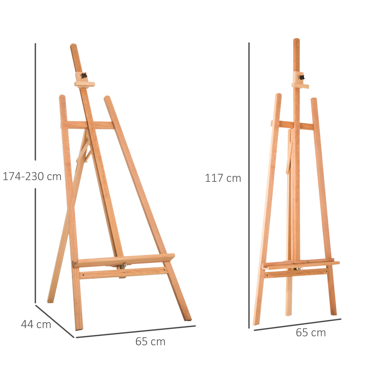 HOMCOM® Staffelei Keilrahmen 90° einstellbar mit Halterung Buche Natur