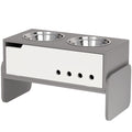 PawHut Erhöhte Fütterungsstation für Hunde, mit Stauraum und Anti-Schling-Matte, 2 x 2000 ml Edelstahlnapf, Grau