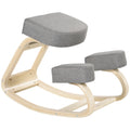 Vinsetto Kniestuhl, ergonomischer Sitzhocker, Polsterhocker für gesunde Sitzhaltung, Birkenholz, 120 kg belastbar, Grau