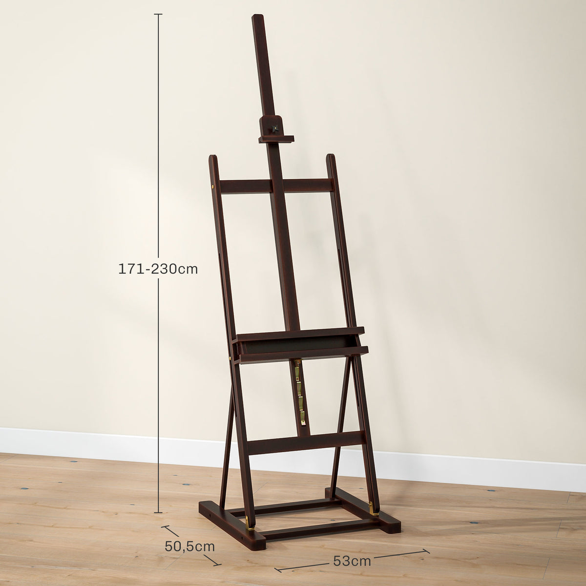 Vinsetto Staffelei aus Höhenverstellbarem Buchenholz 171-230cm Malerstaffelei mit einstellbarer Neigung bis 80° max. braun