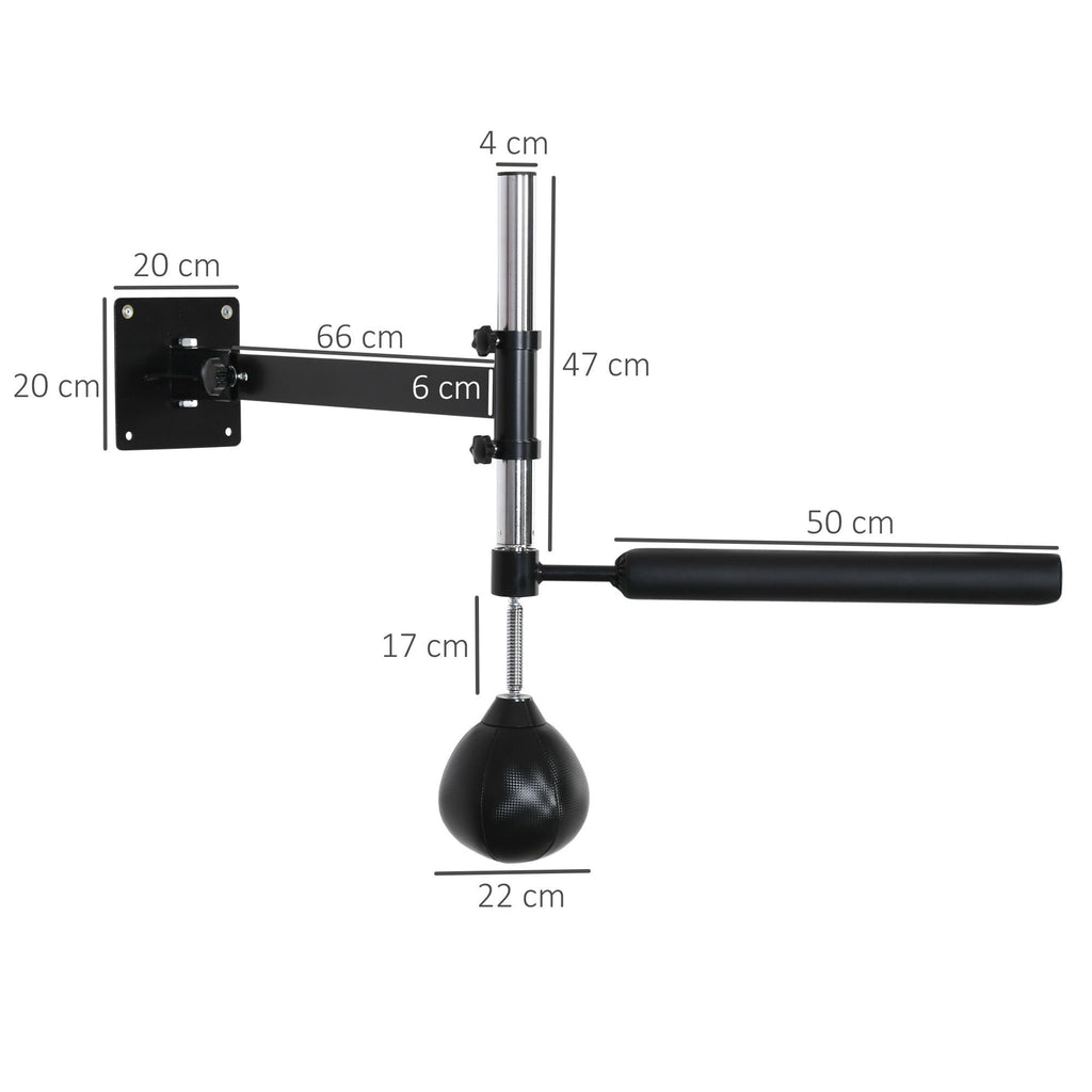 HOMCOM Boxgestell, mit Speedball, drehbarer Reflexstange, höhenverstellbar, klappbar, Stahl, 79 x 72 x 20cm