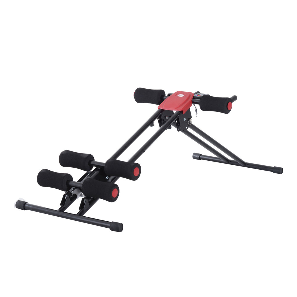 HOMCOM Bauchtrainer für Zuhause klappbar Bauchmuskeltrainer mit LCD-Monitor, Widerstand Trainingsgerät Fitnessgerät für Ganzkörpertraining belastbar bis 100 kg