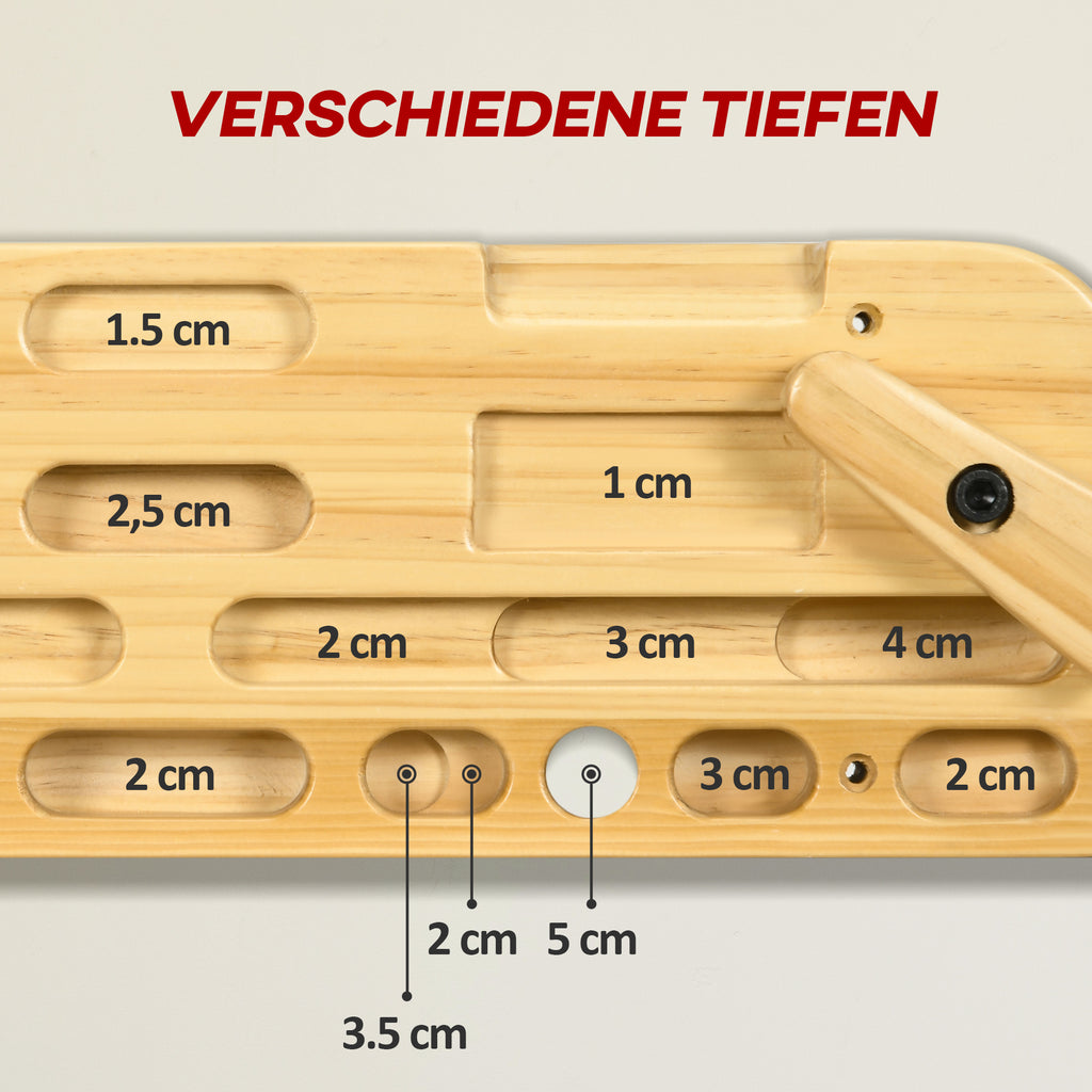 SPORTNOW Trainingsboard für Klettern und Bouldern, bis 100 kg, Buchenholz, 57 x 18 x 5cm